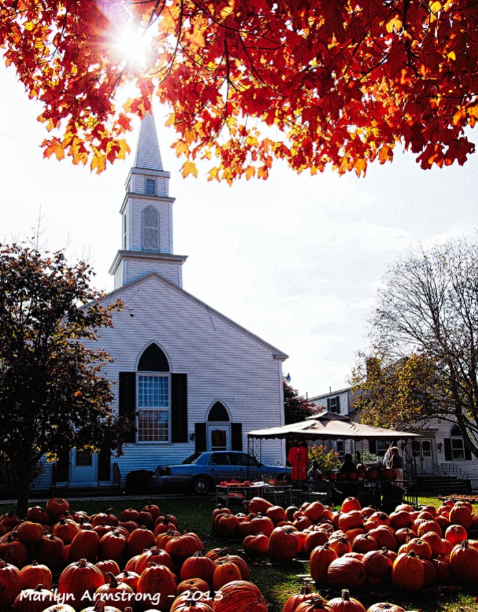 Pumpkins on Cape Cod church