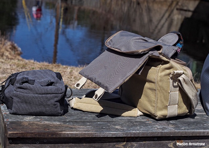 camera bags in the park