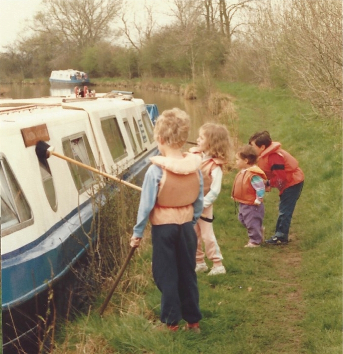 Kids washing the boat