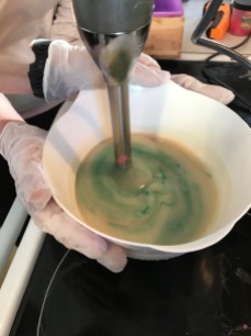 Blending colors into the soap mixture